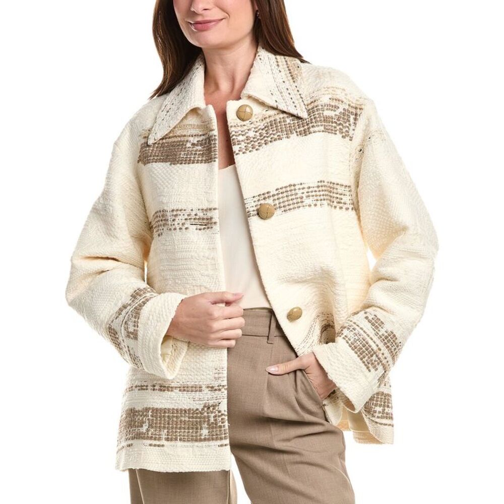 Lafayette 148 New York Womens Point Collar Wool-Blend Oversized Swing Coat